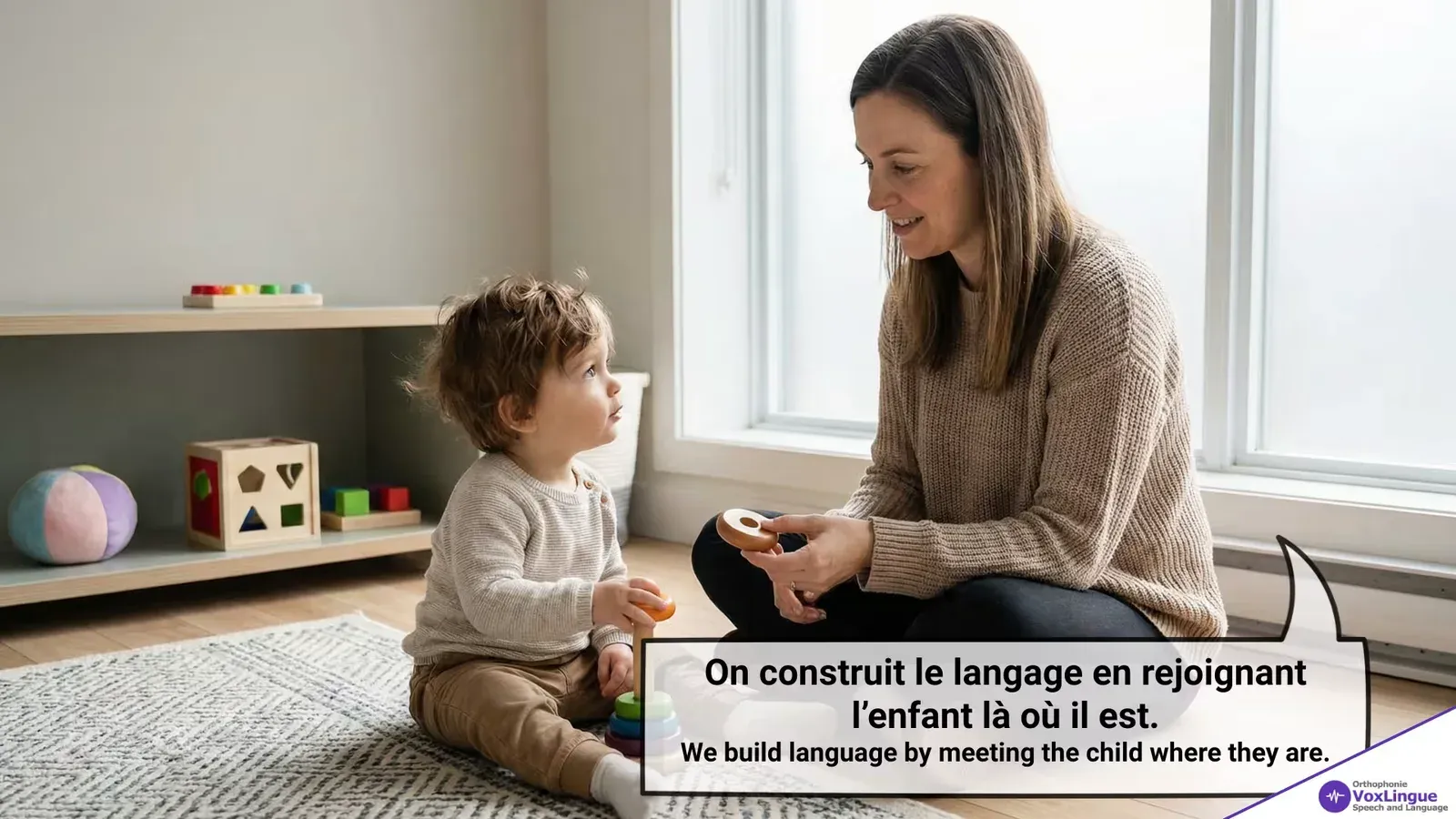 Speech Therapy Play in Montreal | Matching Play Level Builds Communication Readiness / Orthophonie et jeu à Montréal | Rejoindre le niveau de jeu soutient la communication