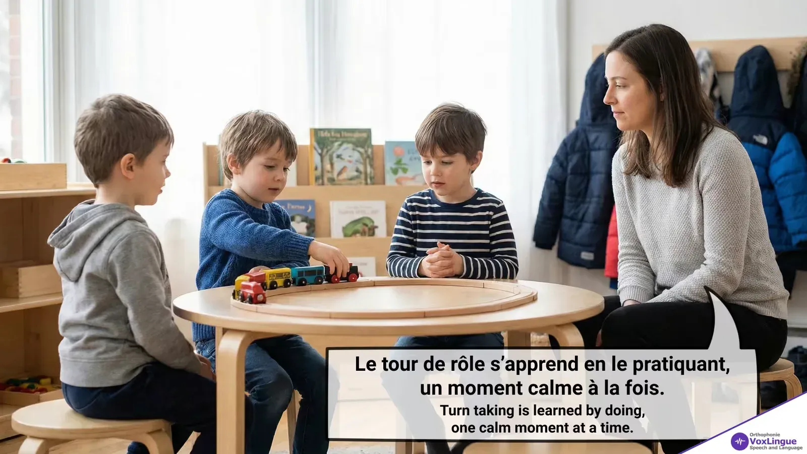 Turn Taking in Play | Preschool Kids Practicing Conversation Skills Together / Le tour de rôle en jeu | Des enfants d’âge préscolaire qui pratiquent l’échange