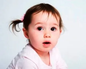 Toddler with her mouth resting slightly open