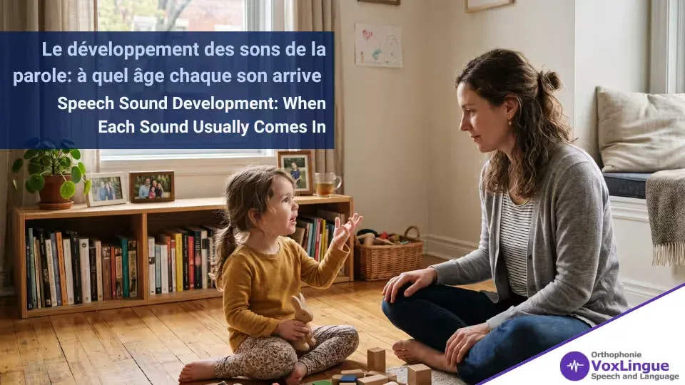 Little girl sitting on a living-room floor talking and gesturing to a mother who listens closely